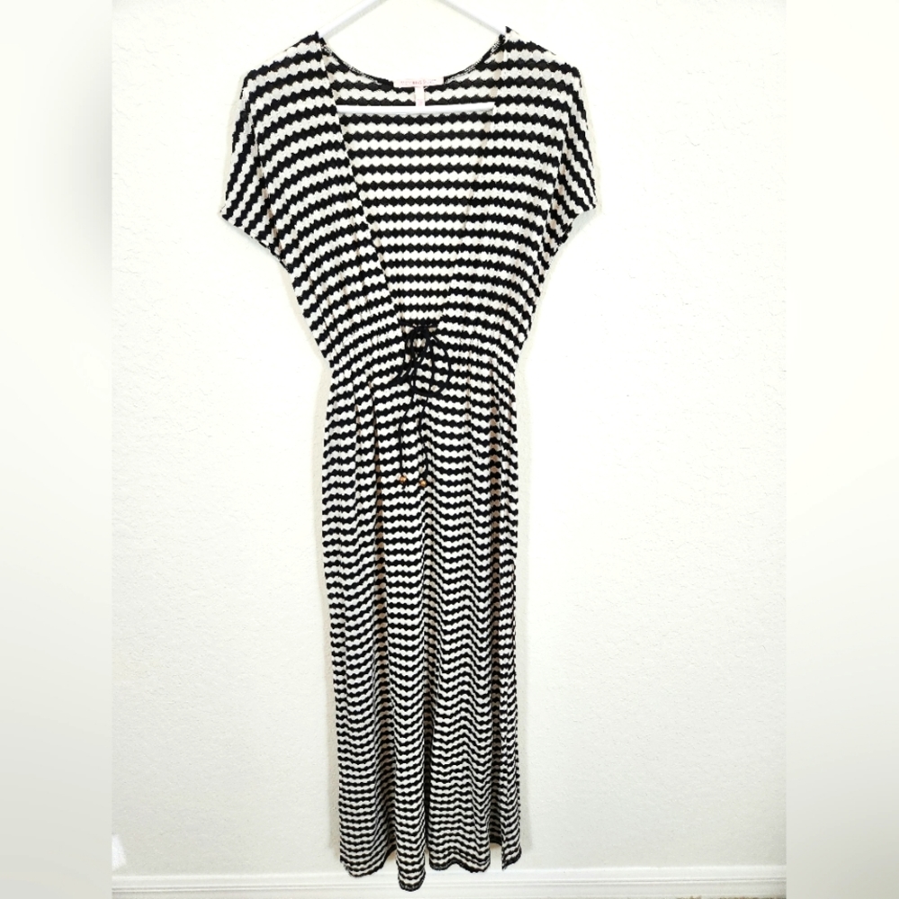 Victoria's Secret | Long Knit V-Neck Cover Up Black White Small